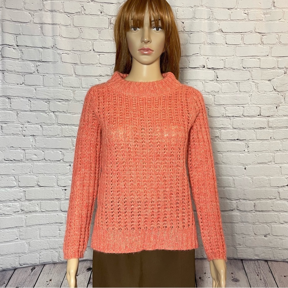 NWT New Anthropologie Field of Flowers Wool Blend Orange Sweater Size S - Picture 3 of 13